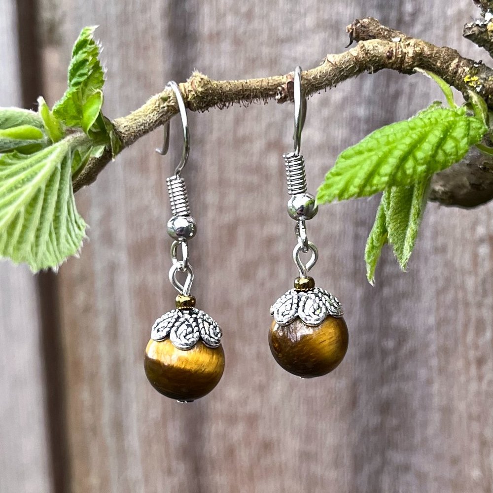 Tigers Eye Earrings Handmade - Picture 4 of 6